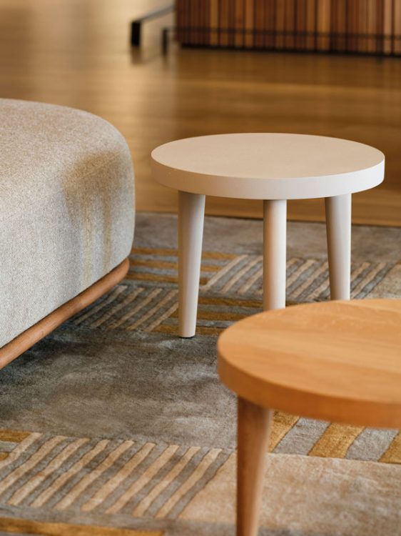 muebles de interior - mesas de centro de ratan, madera maciza y acero para interior - centro redondo trio