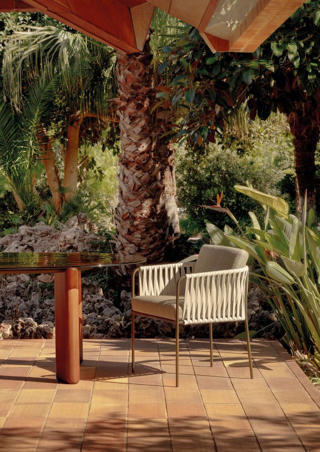 outdoor collection - outdoor design chairs - nido hand-woven dining armchair