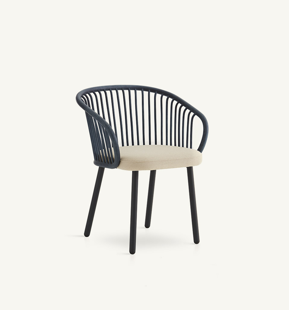 chairs - huma dining armchair with metal legs