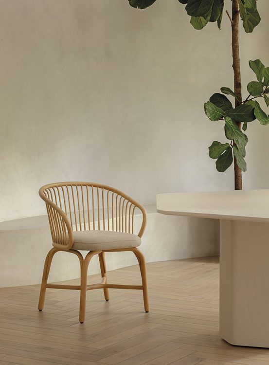 indoor collection - interior design furniture - huma dining armchair with rattan legs