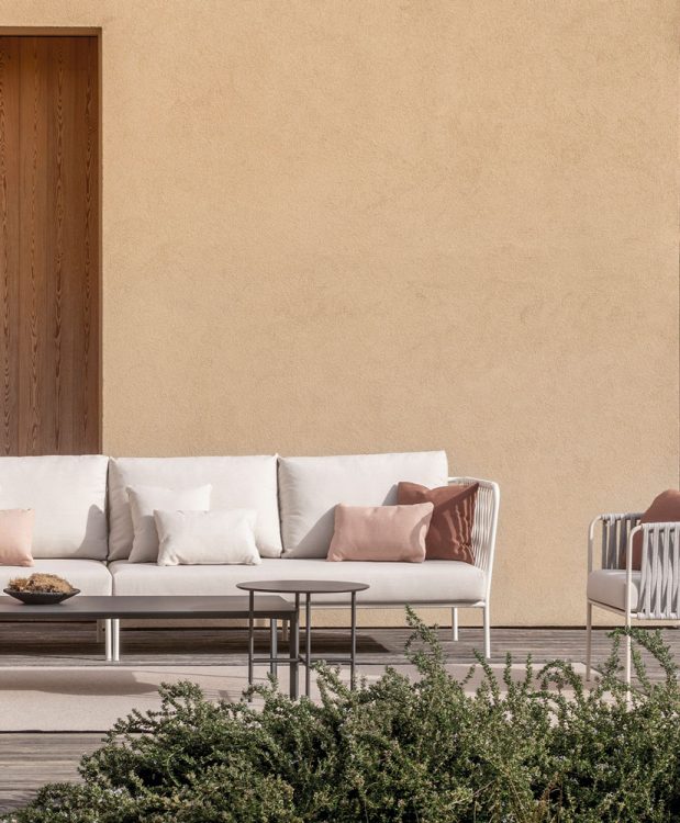 outdoor kollektion - hochwertige luxus-sofas für außenbereich und garten - rechtes modul mit polyesterseil nido