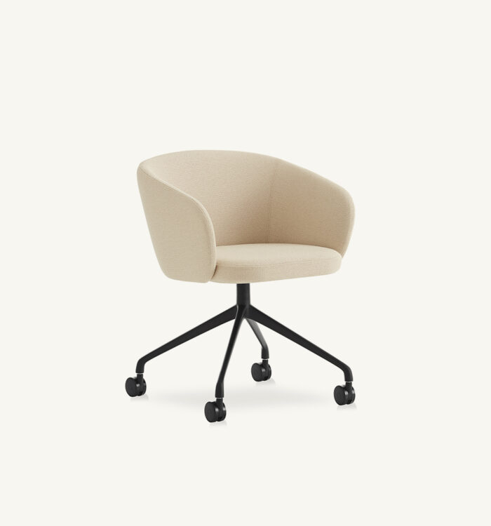 Huma upholstered swivel armchair with casters