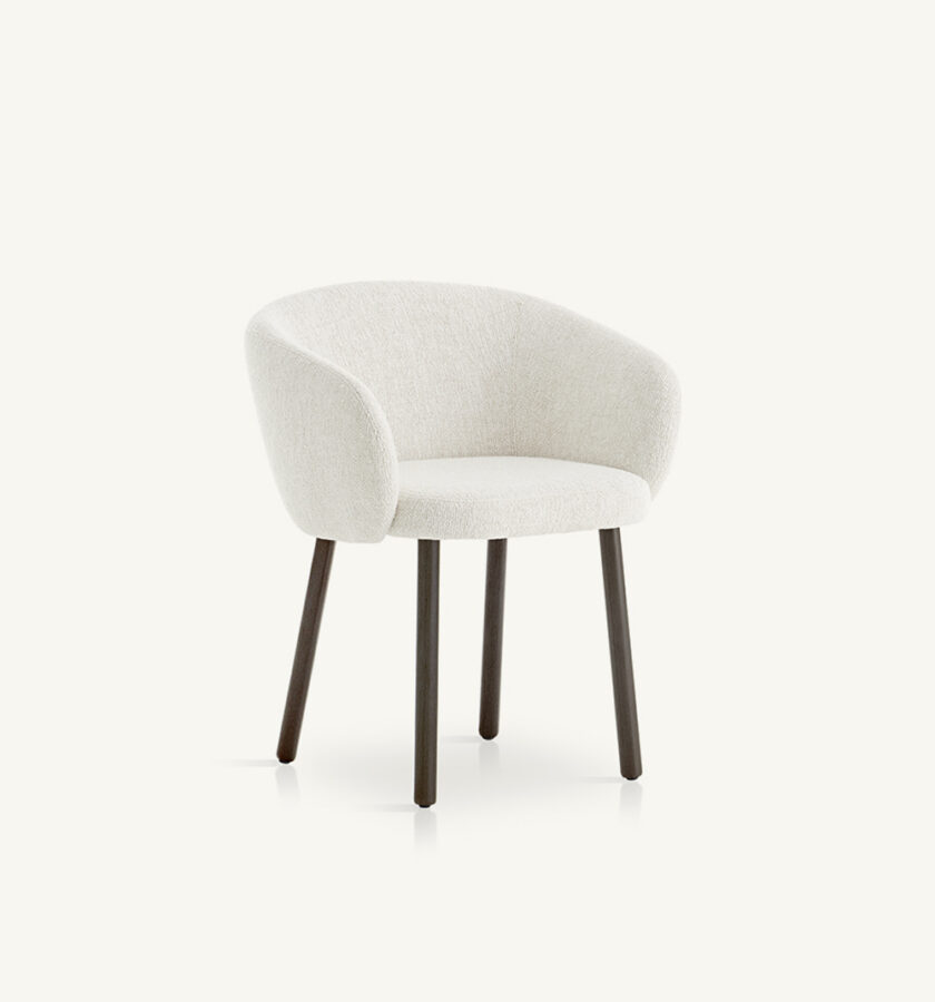 Huma upholstered armchair with solid wood legs