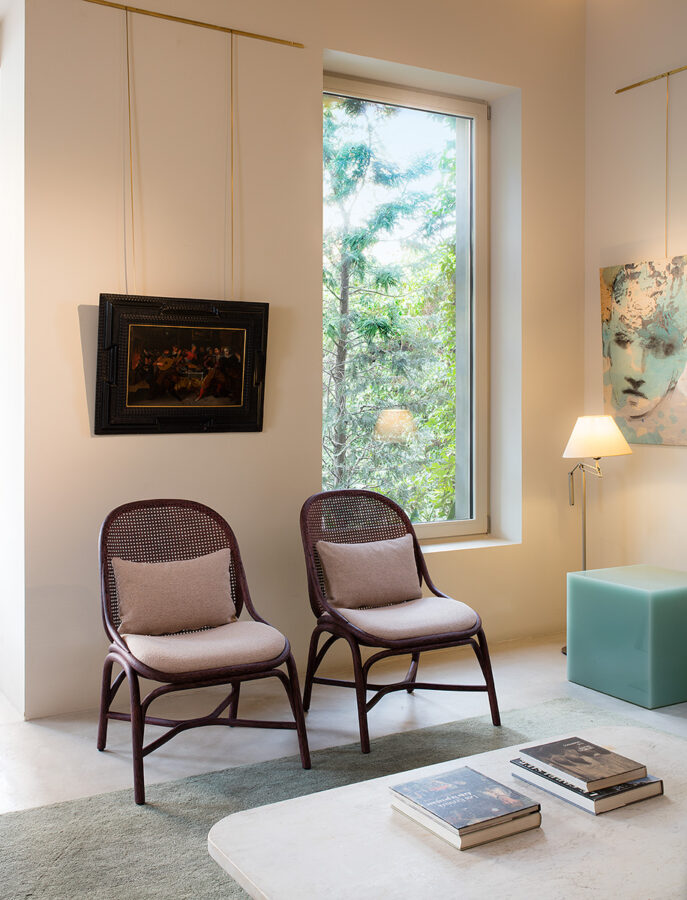 muebles de interior - sillones de ratan para interior - sillón de respaldo bajo tapizado frames