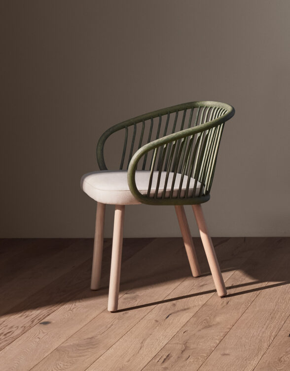 muebles de interior - sillas - sillón comedor con patas de madera huma