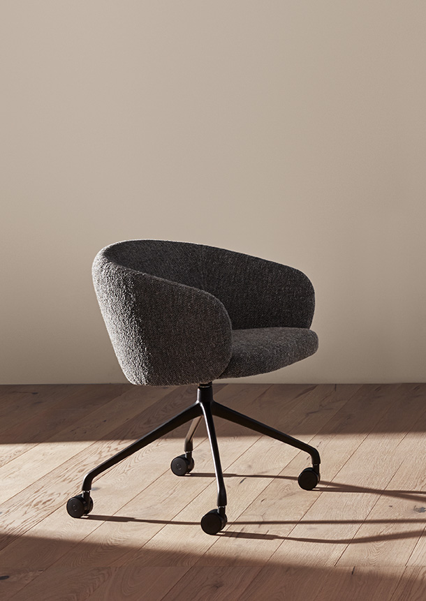 chairs - huma upholstered swivel armchair with casters