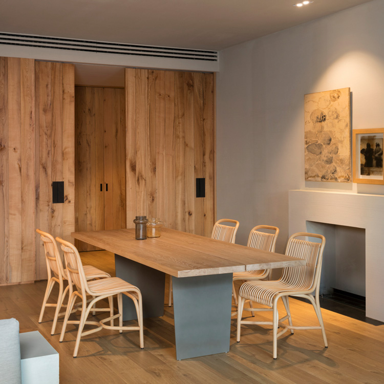 muebles de interior - muebles de interior de madera maciza y ratán - mesa rectangular slats
