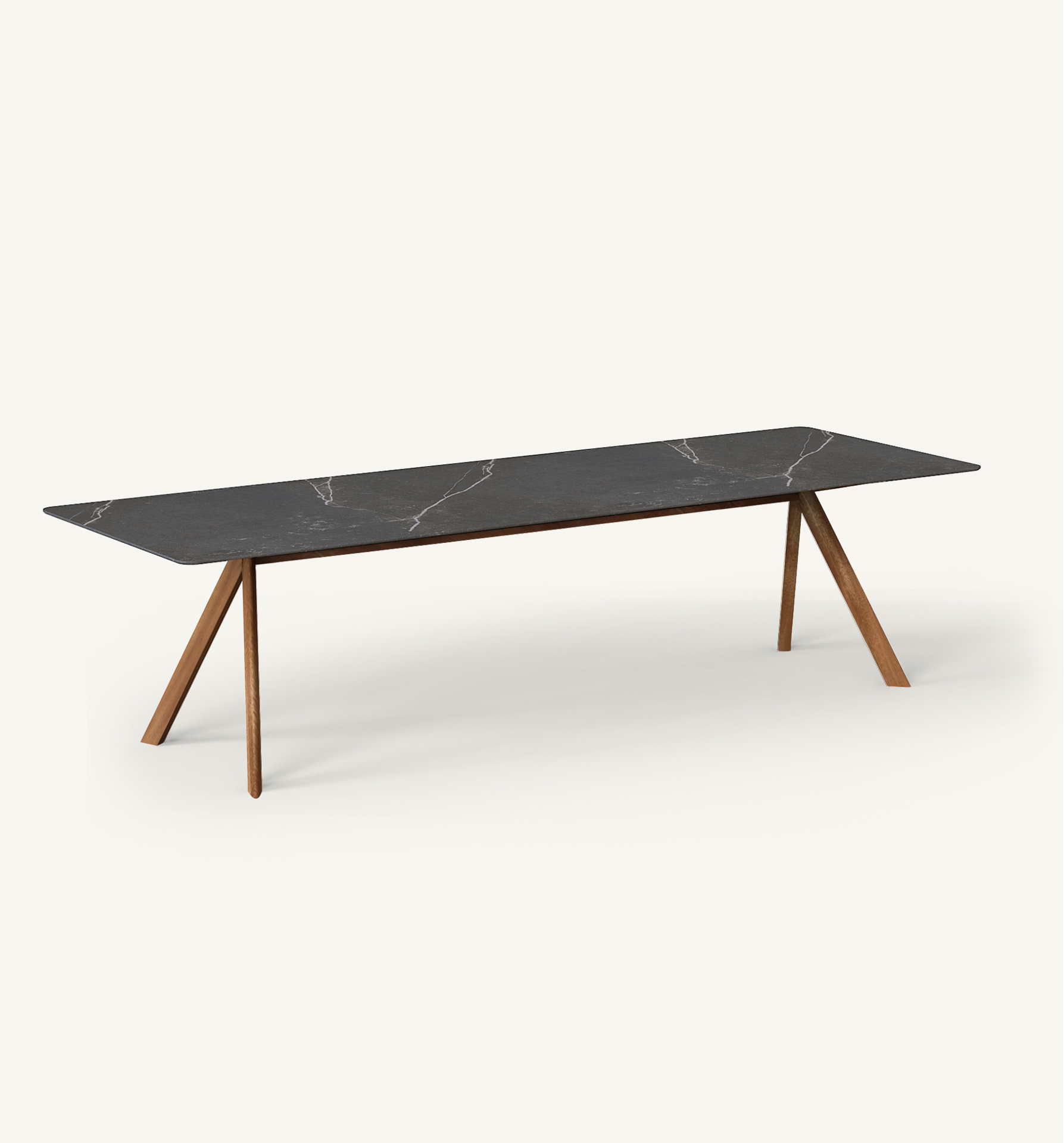 mesa rectangular con patas de madera atrivm outdoor