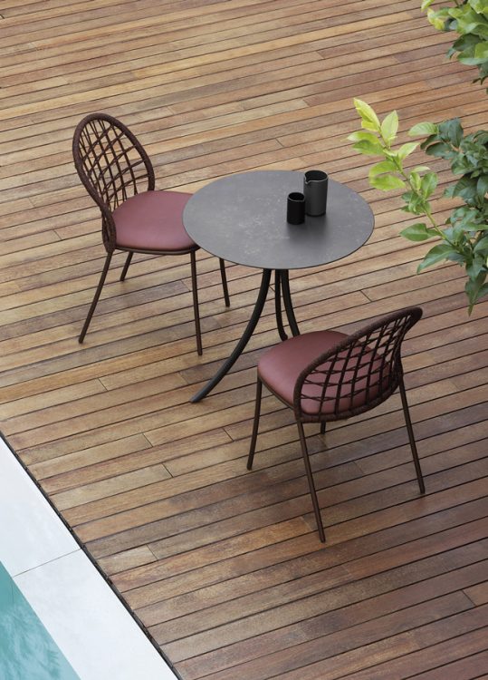 outdoor collection - outdoor design chairs - petale hand-woven grid pattern chair