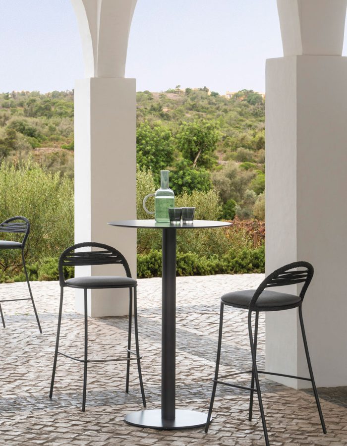 outdoor collection - outdoor collection - petale hand-woven bar stool with stripe pattern