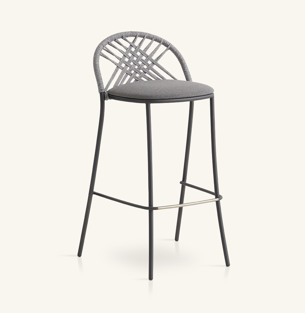 petale hand-woven bar stool with diamond pattern