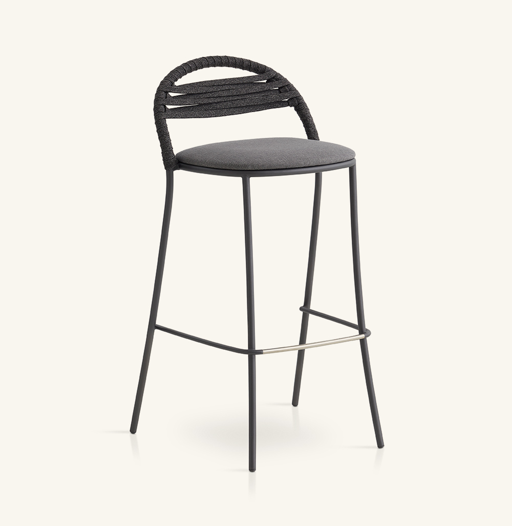 petale hand-woven bar stool with stripe pattern
