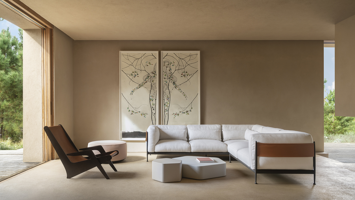 un sofá de exterior con concepto japonés