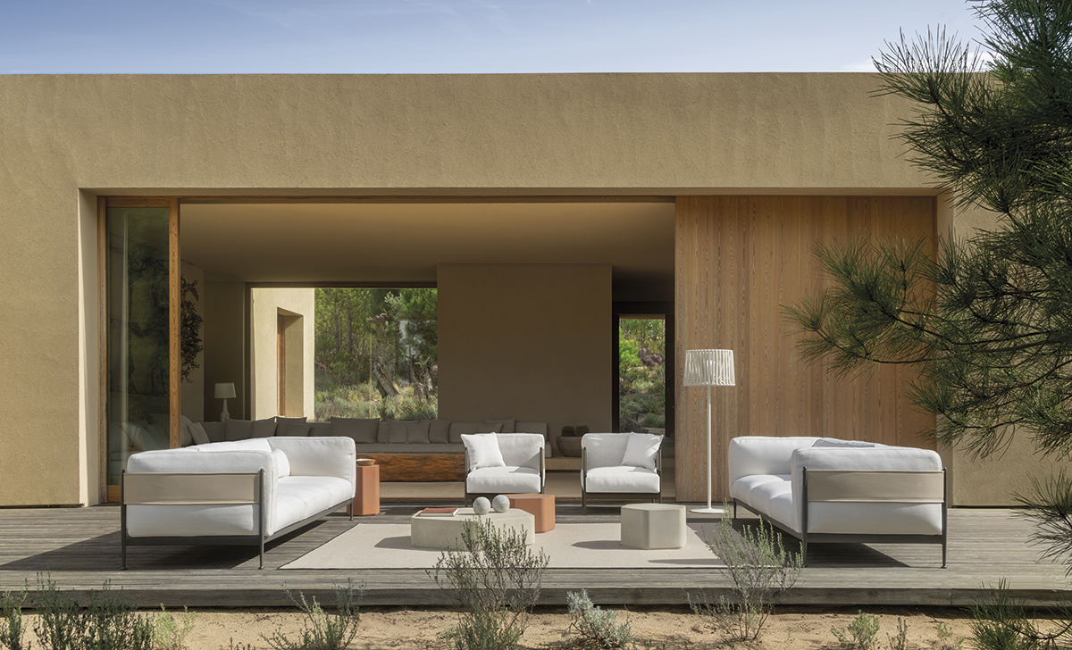  an outdoor sofa with a japanese concept
