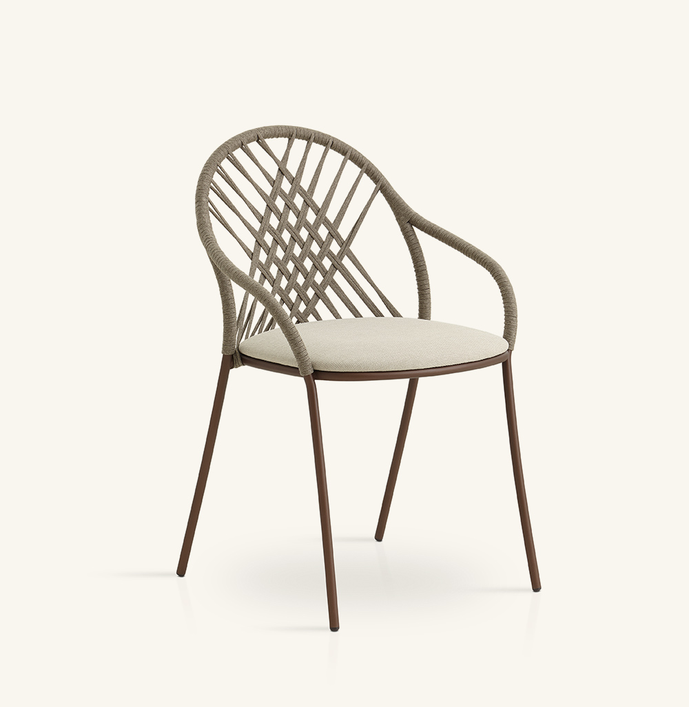 petale hand-woven diamond pattern dining armchair
