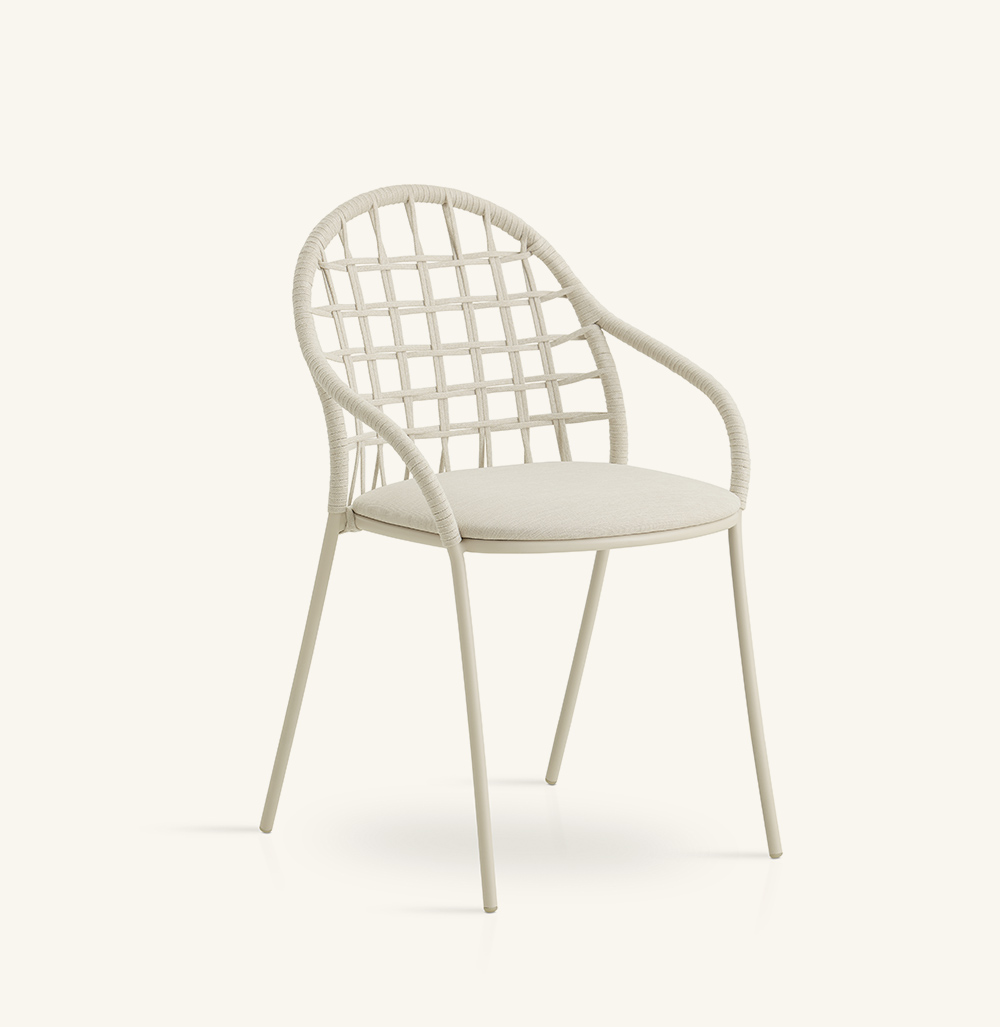 petale hand-woven grid pattern dining armchair
