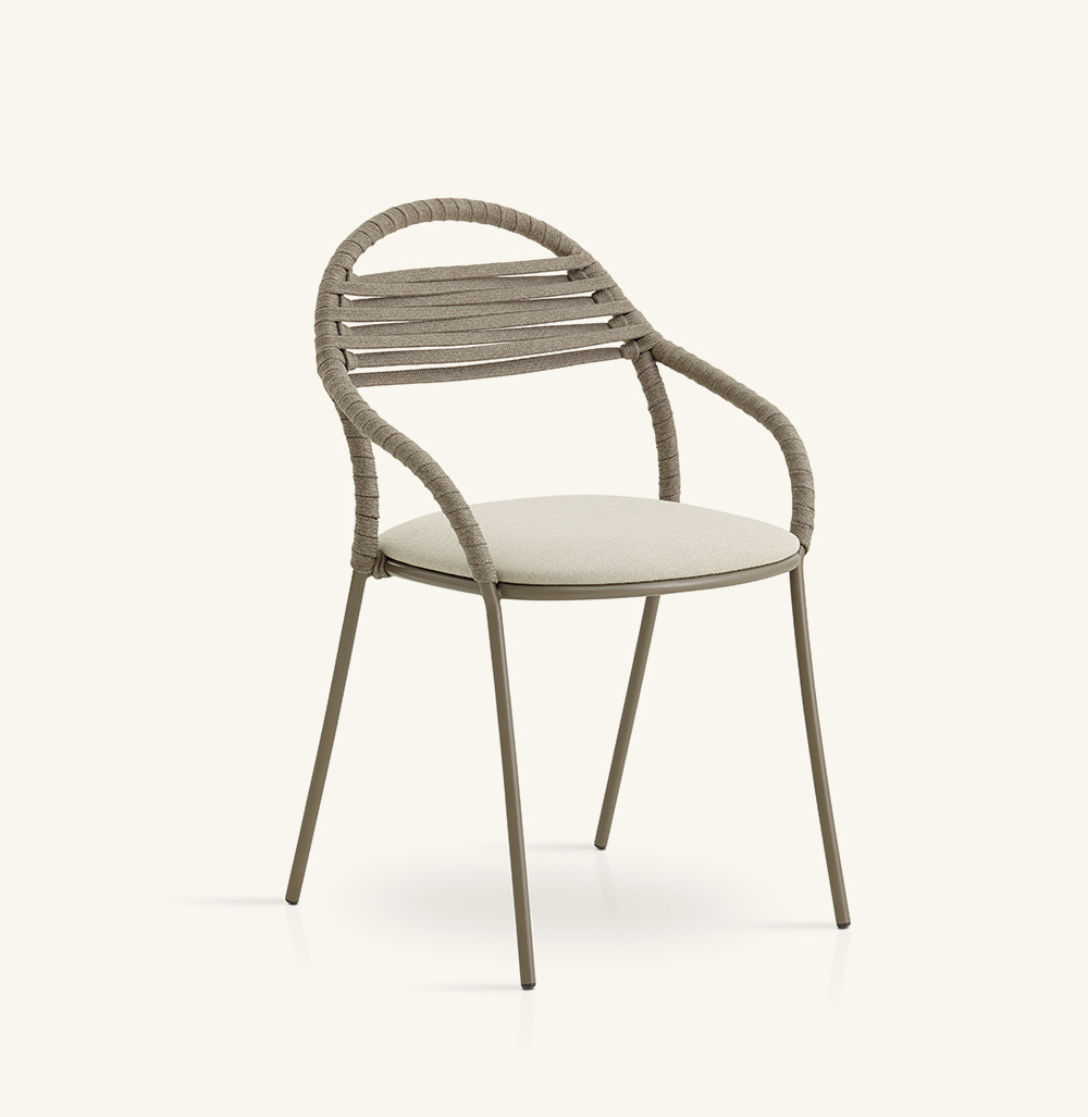 petale hand-woven stripe pattern dining armchair