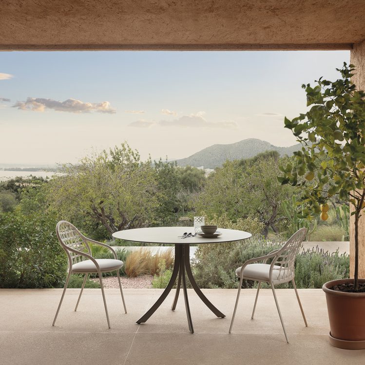 outdoor collection - outdoor collection - petale hand-woven grid pattern dining armchair