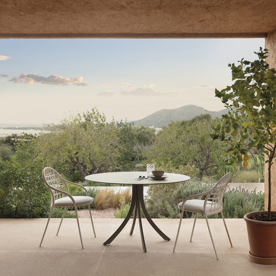 outdoor collection - outdoor collection - petale hand-woven grid pattern dining armchair