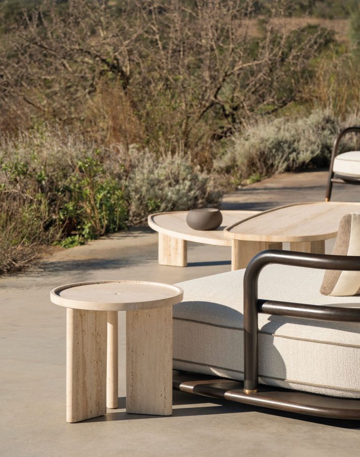 outdoor kollektion - couchtisch - travertin beistelltisch meridies